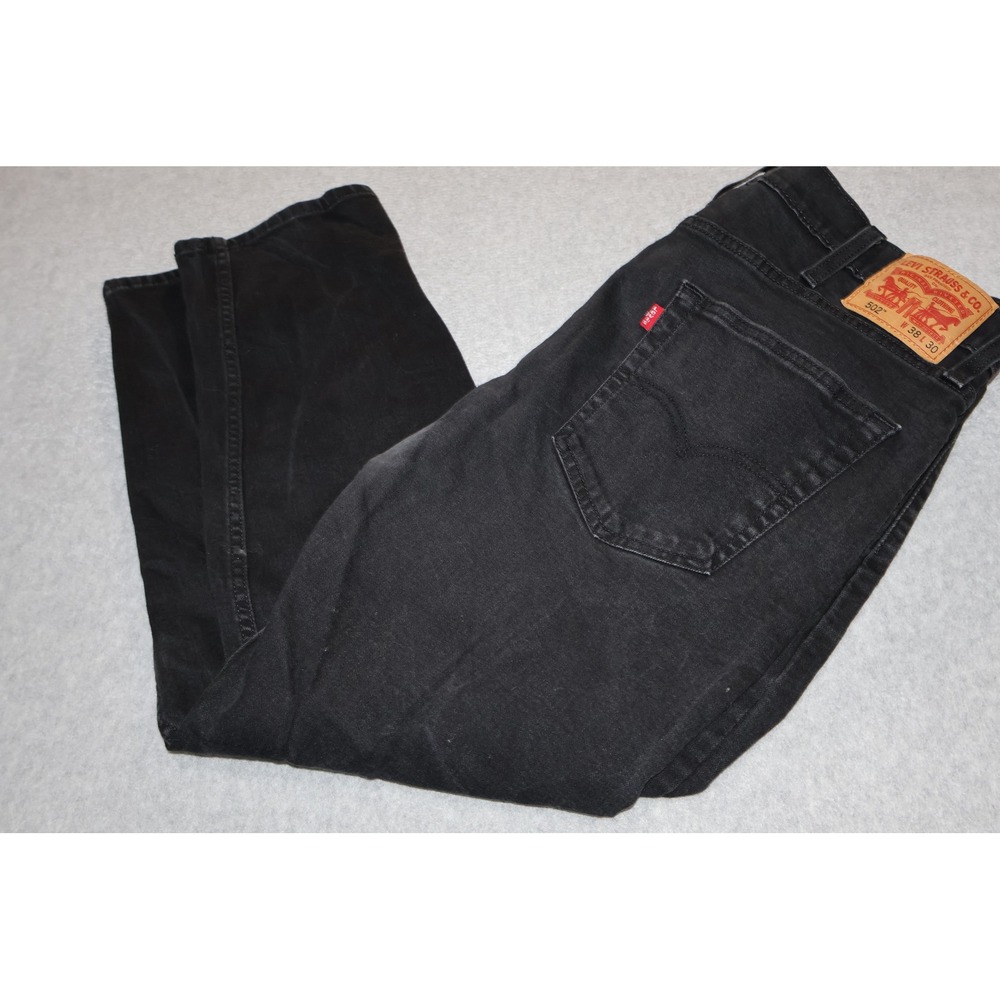 Levi's Strauss 502 Regular Taper Jeans Mens 38x29 Black Denim Pants **